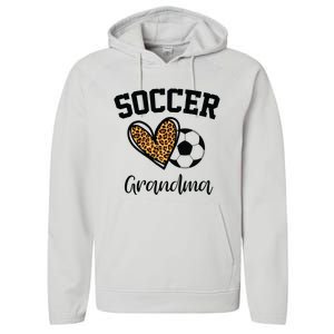 Soccer Grandma Leopard Heart Funny Mothers Day Performance Fleece Hoodie