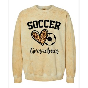 Soccer Grandma Leopard Heart Funny Mothers Day Colorblast Crewneck Sweatshirt