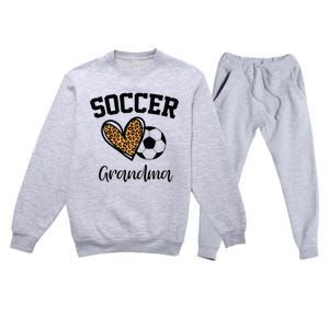 Soccer Grandma Leopard Heart Funny Mothers Day Premium Crewneck Sweatsuit Set