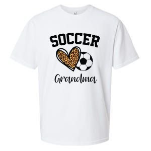 Soccer Grandma Leopard Heart Funny Mothers Day Sueded Cloud Jersey T-Shirt