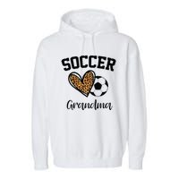 Soccer Grandma Leopard Heart Funny Mothers Day Garment-Dyed Fleece Hoodie