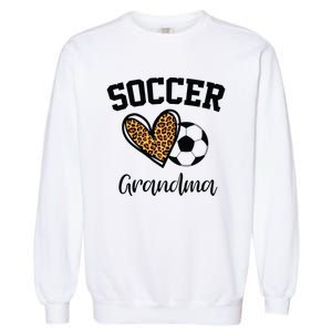 Soccer Grandma Leopard Heart Funny Mothers Day Garment-Dyed Sweatshirt