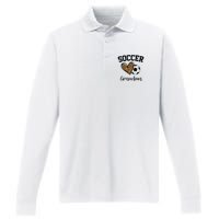 Soccer Grandma Leopard Heart Funny Mothers Day Performance Long Sleeve Polo