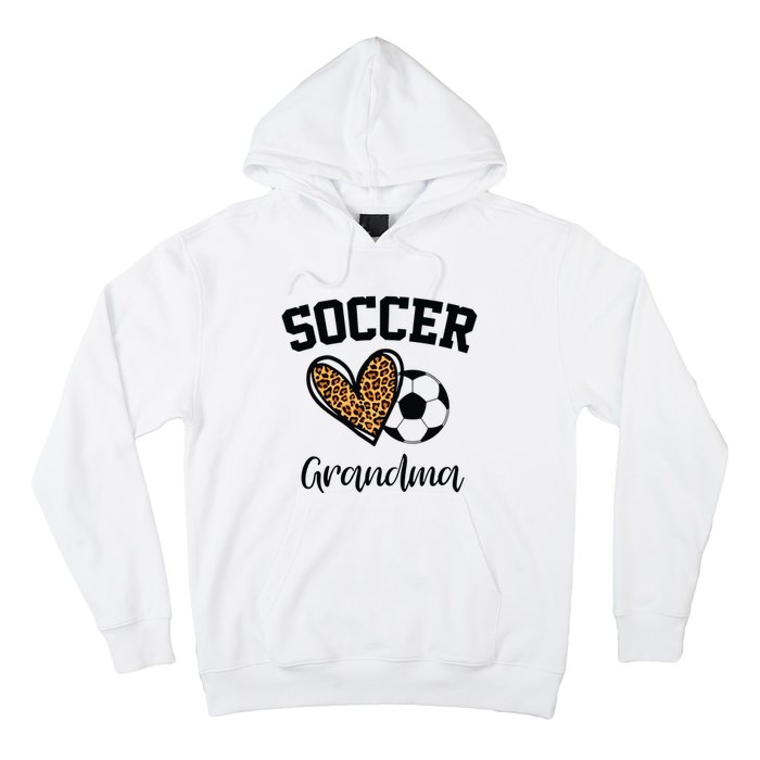 Soccer Grandma Leopard Heart Funny Mothers Day Hoodie