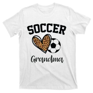 Soccer Grandma Leopard Heart Funny Mothers Day T-Shirt