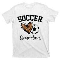 Soccer Grandma Leopard Heart Funny Mothers Day T-Shirt