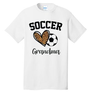 Soccer Grandma Leopard Heart Funny Mothers Day Tall T-Shirt