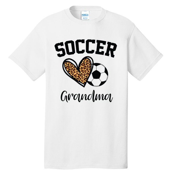 Soccer Grandma Leopard Heart Funny Mothers Day Tall T-Shirt