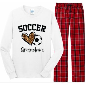 Soccer Grandma Leopard Heart Funny Mothers Day Long Sleeve Pajama Set