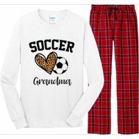 Soccer Grandma Leopard Heart Funny Mothers Day Long Sleeve Pajama Set