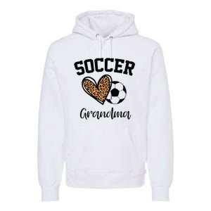 Soccer Grandma Leopard Heart Funny Mothers Day Premium Hoodie