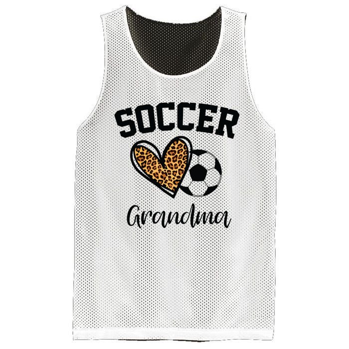 Soccer Grandma Leopard Heart Funny Mothers Day Mesh Reversible Basketball Jersey Tank