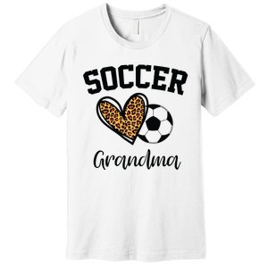 Soccer Grandma Leopard Heart Funny Mothers Day Premium T-Shirt