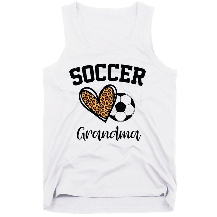 Soccer Grandma Leopard Heart Funny Mothers Day Tank Top