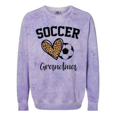 Soccer Grandma Leopard Heart Funny Mothers Day Colorblast Crewneck Sweatshirt