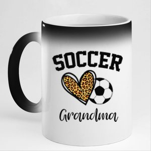 Soccer Grandma Leopard Heart Funny Mothers Day 11oz Black Color Changing Mug