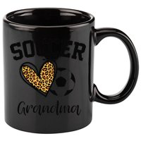 Soccer Grandma Leopard Heart Funny Mothers Day 11oz C Handle Ceramic Mug