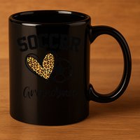 Soccer Grandma Leopard Heart Funny Mothers Day 11oz C Handle Ceramic Mug