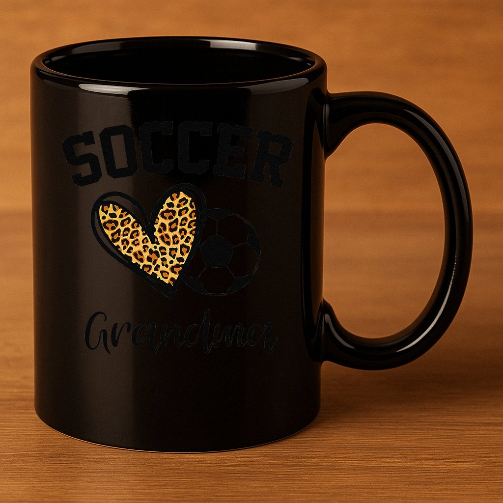 Soccer Grandma Leopard Heart Funny Mothers Day 11oz C Handle Ceramic Mug
