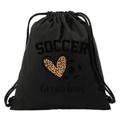 Soccer Grandma Leopard Heart Funny Mothers Day Drawstring Bag