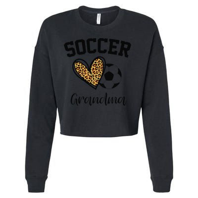 Soccer Grandma Leopard Heart Funny Mothers Day Cropped Pullover Crew