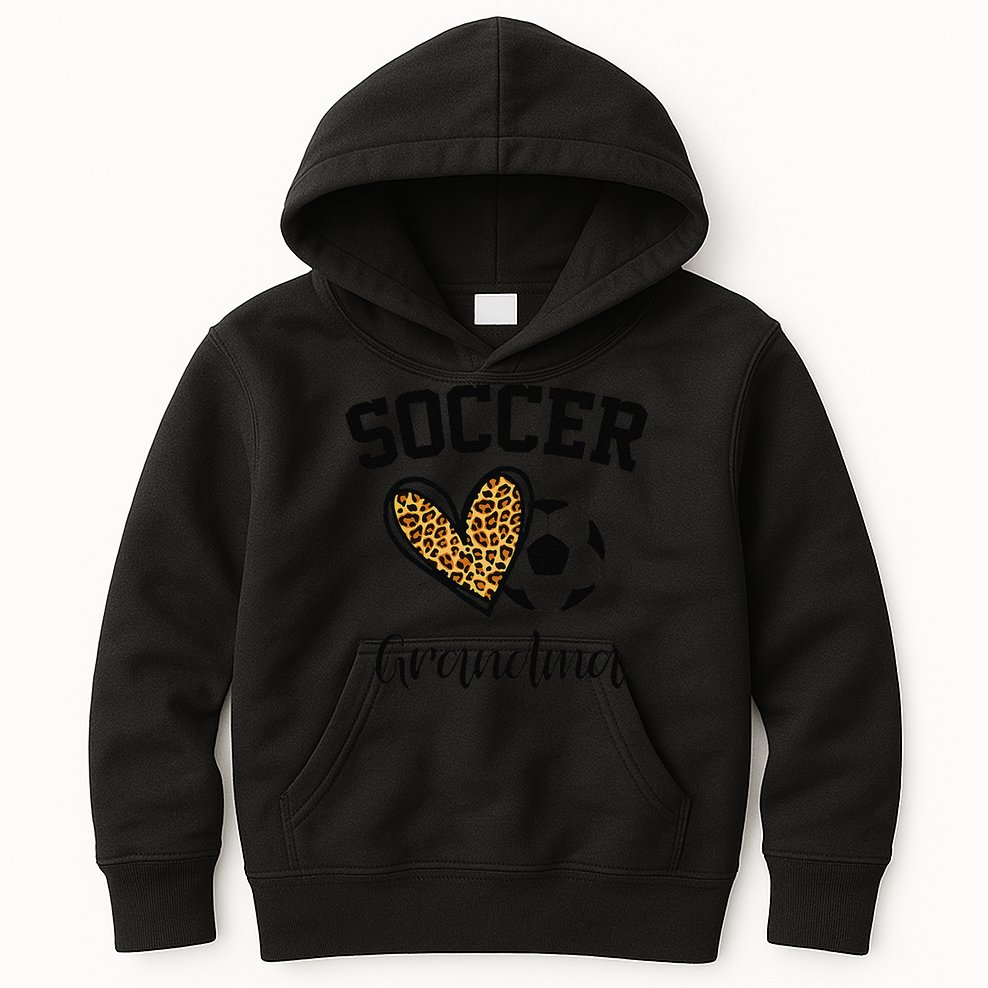 Soccer Grandma Leopard Heart Funny Mothers Day Kids Hoodie