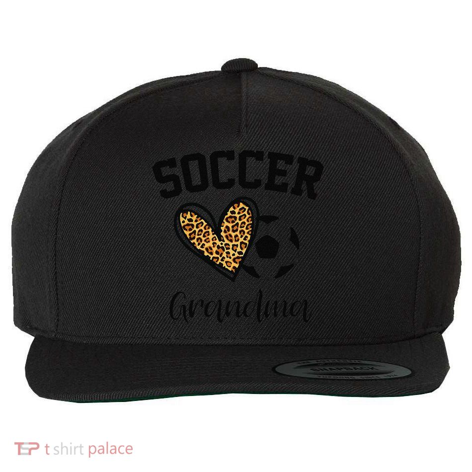 Soccer Grandma Leopard Heart Funny Mothers Day Wool Snapback Cap
