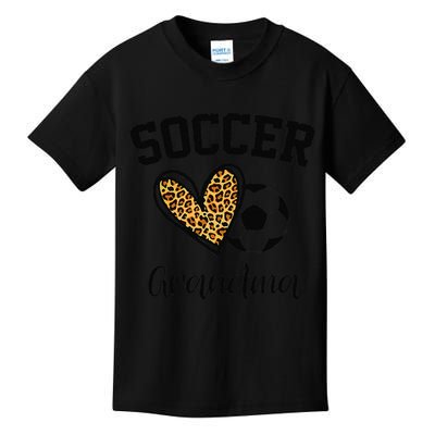 Soccer Grandma Leopard Heart Funny Mothers Day Kids T-Shirt