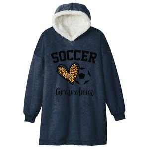 Soccer Grandma Leopard Heart Funny Mothers Day Hooded Wearable Blanket