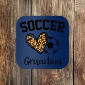 Soccer Grandma Leopard Heart Funny Mothers Day Coaster