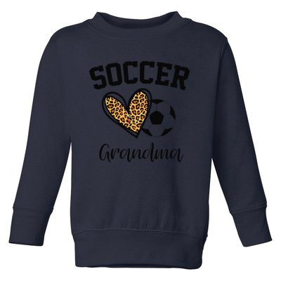 Soccer Grandma Leopard Heart Funny Mothers Day Toddler Sweatshirt