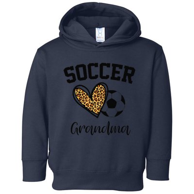 Soccer Grandma Leopard Heart Funny Mothers Day Toddler Hoodie