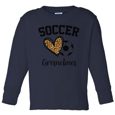 Soccer Grandma Leopard Heart Funny Mothers Day Toddler Long Sleeve Shirt