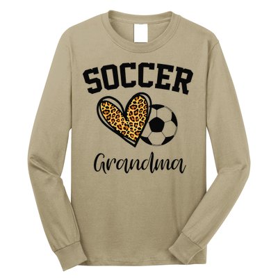 Soccer Grandma Leopard Heart Funny Mothers Day Long Sleeve Shirt