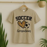 Soccer Grandma Leopard Heart Funny Mothers Day T-Shirt