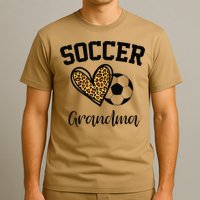 Soccer Grandma Leopard Heart Funny Mothers Day T-Shirt