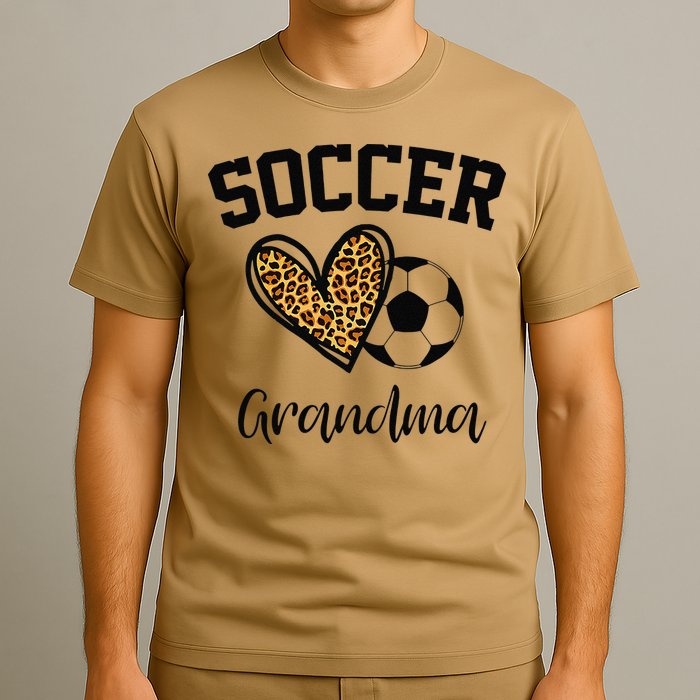 Soccer Grandma Leopard Heart Funny Mothers Day T-Shirt