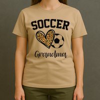 Soccer Grandma Leopard Heart Funny Mothers Day T-Shirt