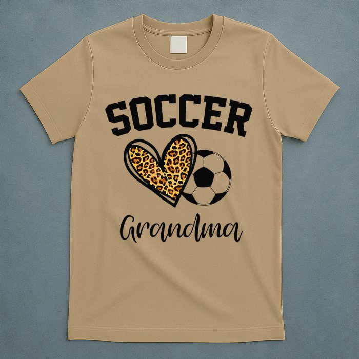 Soccer Grandma Leopard Heart Funny Mothers Day T-Shirt