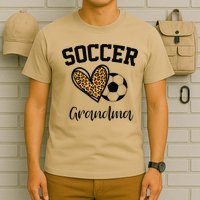 Soccer Grandma Leopard Heart Funny Mothers Day T-Shirt