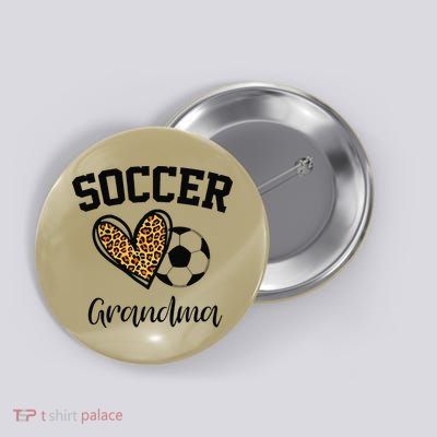 Soccer Grandma Leopard Heart Funny Mothers Day Button