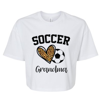 Soccer Grandma Leopard Heart Funny Mothers Day Bella+Canvas Jersey Crop Tee