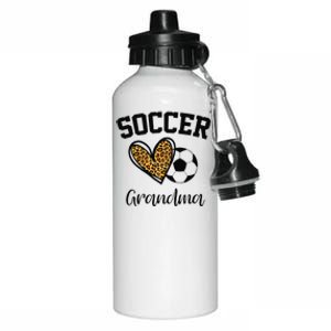 Soccer Grandma Leopard Heart Funny Mothers Day Aluminum Water Bottle