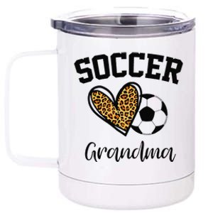 Soccer Grandma Leopard Heart Funny Mothers Day 12 oz Stainless Steel Tumbler Cup