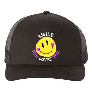 Smile God Loves You Happy Faith Love Jesus Christ VBS Cute Yupoong Adult 5-Panel Trucker Hat