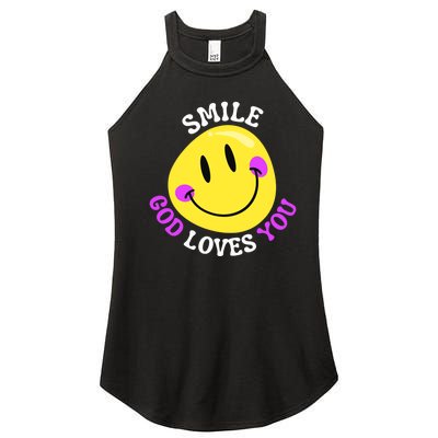 Smile God Loves You Happy Faith Love Jesus Christ VBS Cute Women’s Perfect Tri Rocker Tank