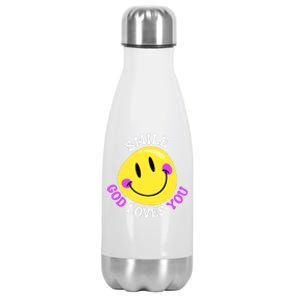 Smile God Loves You Happy Faith Love Jesus Christ VBS Cute Stainless Steel Insulated Water Bottle