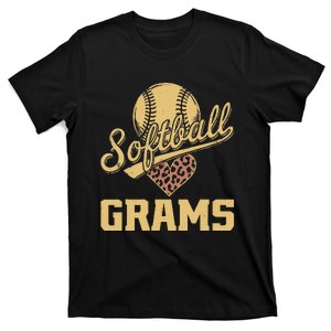 Softball Grams Leopard Heart Softball Ball T-Shirt