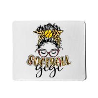 Softball Gigi Life Leopard Messy Bun Game Day Mothers Day Mousepad