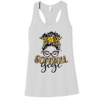 Softball Gigi Life Leopard Messy Bun Game Day Mothers Day Women's Racerback Tank